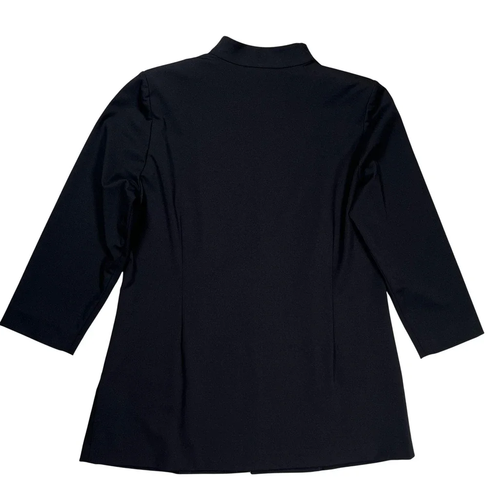 Ming Wang Studded Open Front Jacket Womens Small Black 3/4 Sleeve‎ Knit Academia